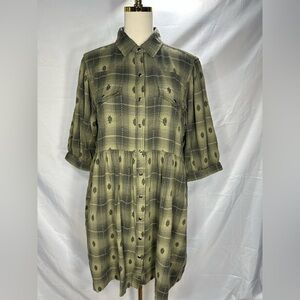 IVY JANE Green Plaid Button-Up Dress size XS brand new with out tags